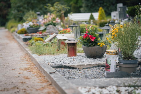 Rijen graven op de begraafplaats van Bocholt
