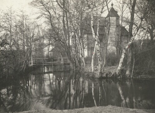 Huis Efing met gracht en brug vanuit het zuidwesten, vóór 1939