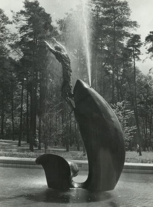 Jonah sculpture in the Waldbad, ca. 1970