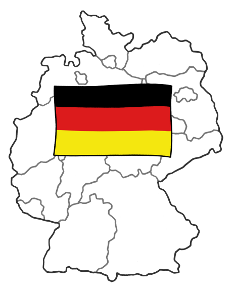 Dieses Bild zeigt die Karte von Deutschland mit Flagge.