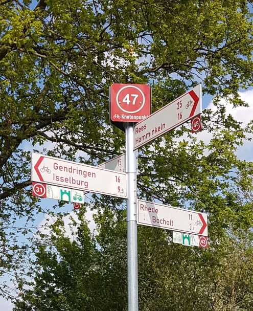 Signposts for cyclists in Bocholt Signposts for cyclists in Bocholt