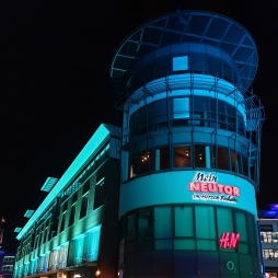 Beleuchteter Neutorplatz am Lichtersonntag in Bocholt