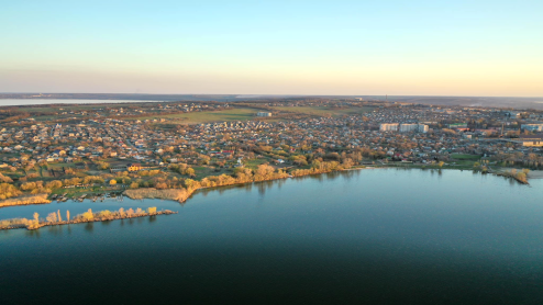 Aerial view of the city of Verkhniodniprovsk