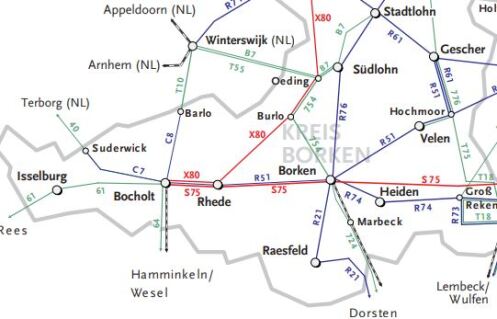 Graphic bus and railway map