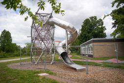 The slide tower will have to remain closed for a few more days - the tower has to be repaired first after being damaged The slide tower will have to remain closed for a few more days - the tower has to be repaired first after being damaged