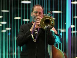  Ludwig Nuss plays the trombone at the Skylounge in Bocholt 