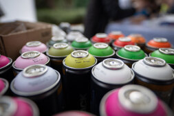 Graffiti stock photo Citizens can try out graffiti art on the theme of \