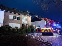  Turntable ladder of the Bocholt fire brigade at the scene of the incident 