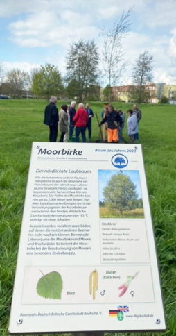  Signs inform park visitors about the different tree species along the \