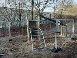  Broken hanging ladder on the playground \