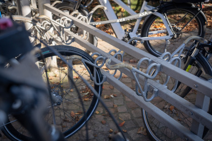 <p>The old bike racks (front wheel clamps) are replaced by modern leaning bars.</p>
