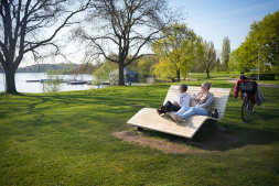 There is a double lounger right next to the jetty with a view of the north bank There is a double lounger right next to the jetty with a view of the north bank