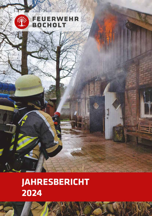 Das Titelbild des Jahresberichts 2024 zeigt ein Bild des Brands am Bahia
