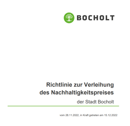 Titelblatt der Richtlinie zum Nachhaltigkeitspreis Ausschnitt aus dem Titelblatt der Richtlinie zum Nachhaltigkeitspreis