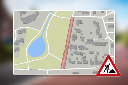 Sperrung Heutingsweg Sanierung des Weges entlang des Sandbachparks von der Münsterstraße bis zur Grundschule.