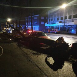  Linde kracht auf Auto auf Dinxperloer Straße in Bocholt 