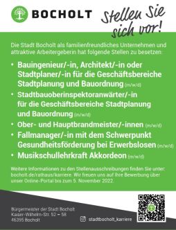  Stadt sucht Personal: Stellenanzeige Stadt Bocholt aus Oktober 20222 