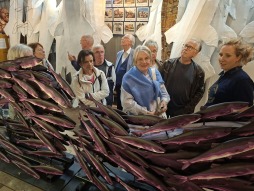 Duitse bezoekers krijgen een kijkje achter de schermen bij de bouw van de wagens voor de bloemencorso in Lichtenvoorde Duitse bezoekers krijgen een kijkje achter de schermen bij de bouw van de praalwagens voor de bloemencorso in Lichtenvoorde