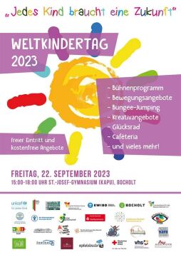  Programma voor Wereldkinderdag 2023 in Bocholt. 