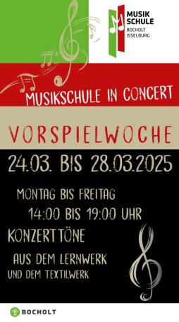  Auditieweek aan de Muziekschool Bocholt-Isselburg van 24-28 maart 2025. 