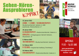 Sehen - Hören - Ausprobieren kompakt-Angebot der Musikschule Bocholt-Isselburg Sehen - Hören - Ausprobieren kompakt-Angebot der Musikschule Bocholt-Isselburg