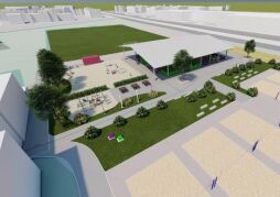  Grafiek van de toekomstige openluchthal bij het Sportcentrum Zuid-West. Hoe moet het gaan heten? 