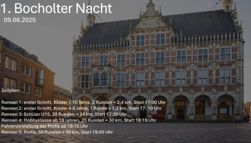 Programmübersicht Radrennen Bocholt am 9. August 2025