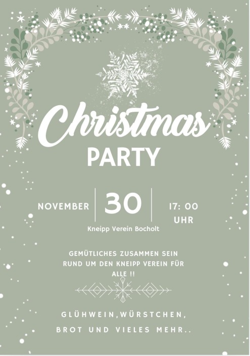 Veranstaltungsplakat Christmas Party Kneipp Verein Bocholt