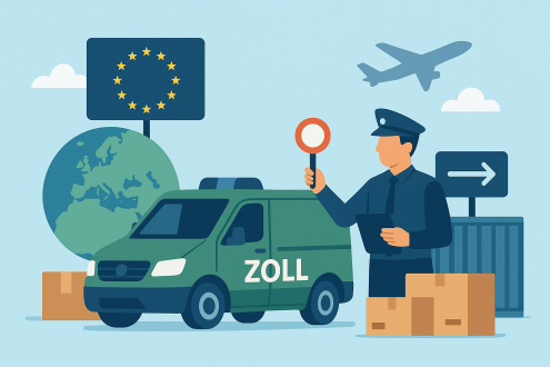 Symbolgrafik für Warenverkehr zwischen EU- und Nicht-EU-Ländern